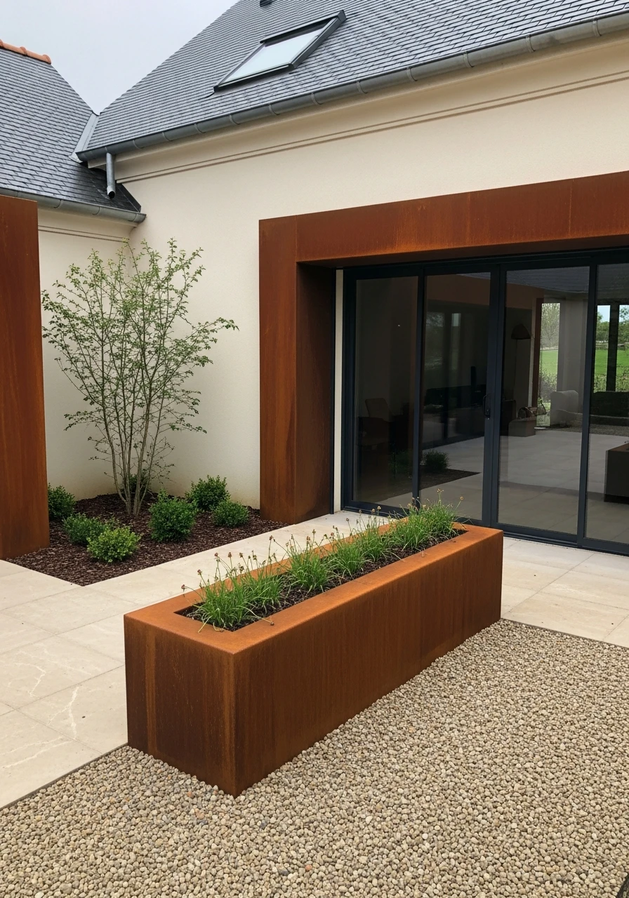 Corten Steel Accents - French Courtyard Garden Ideas: Create Your Own Dream Escape