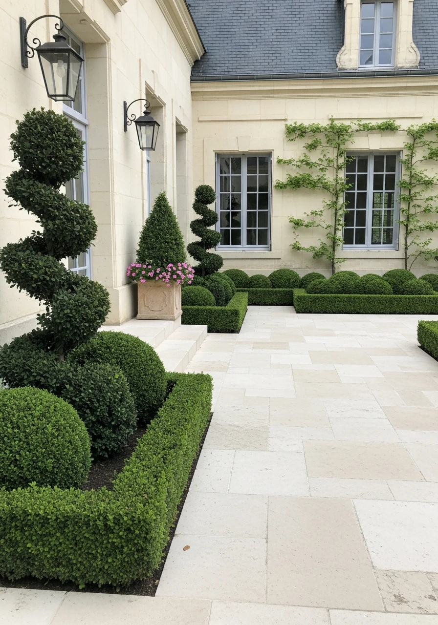 Sculpted Topiary Plants - French Courtyard Garden Ideas: Create Your Own Dream Escape