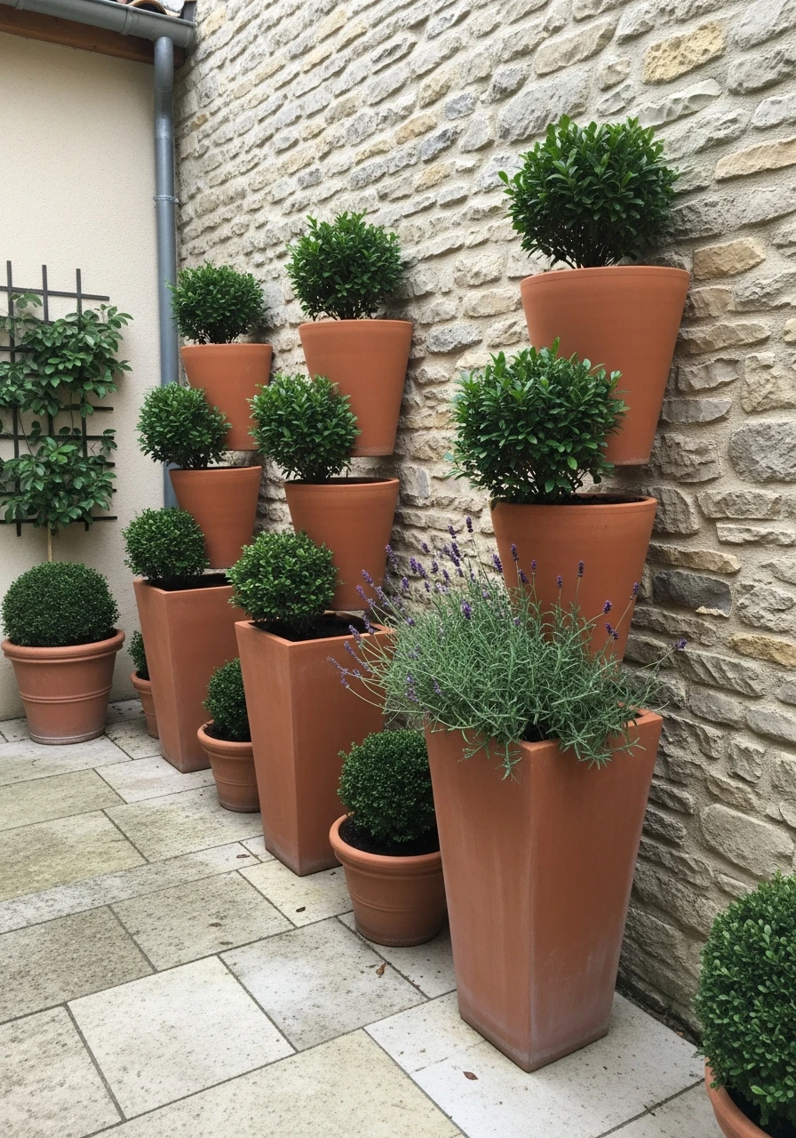 Tall Terracotta Planters - French Courtyard Garden Ideas: Create Your Own Dream Escape