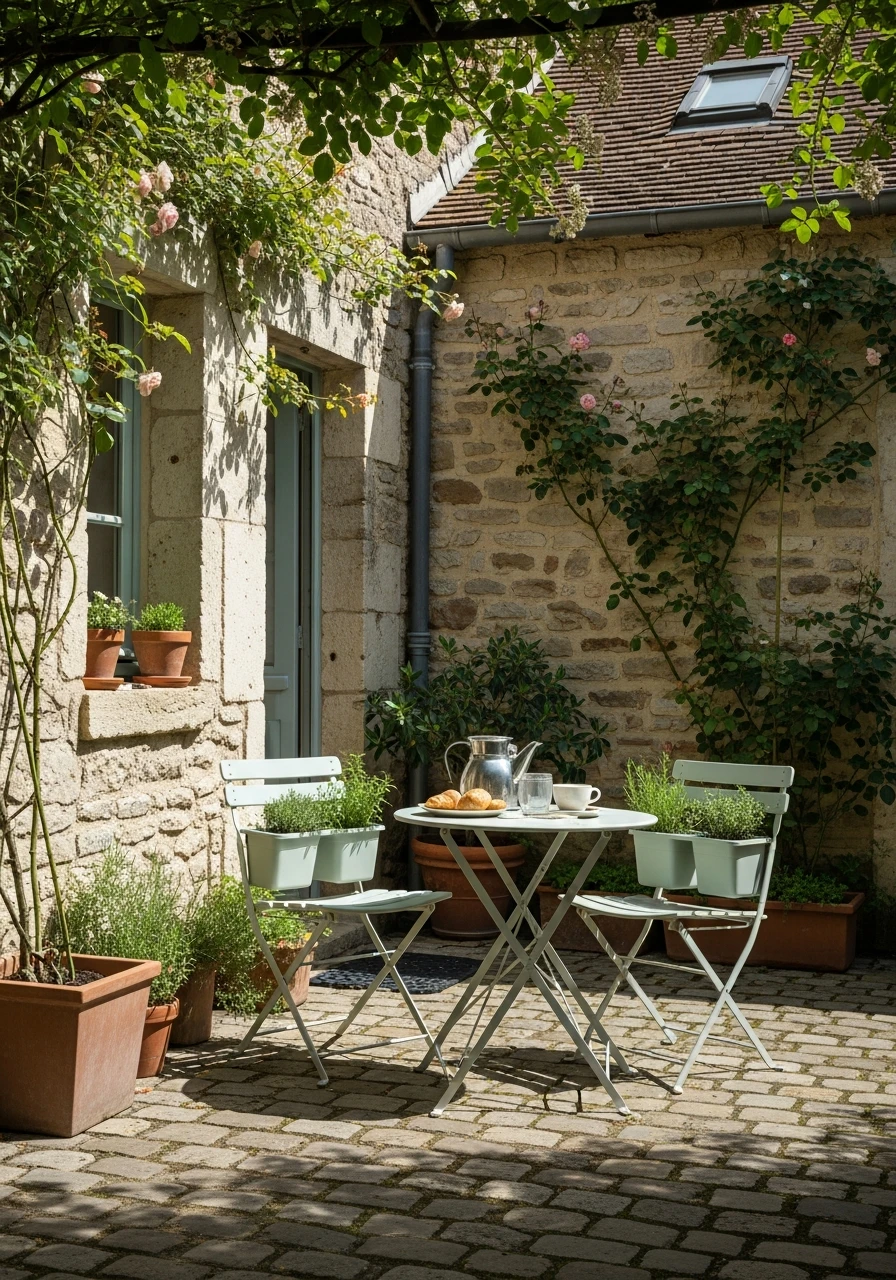 Folding Café Chairs - French Courtyard Garden Ideas: Create Your Own Dream Escape