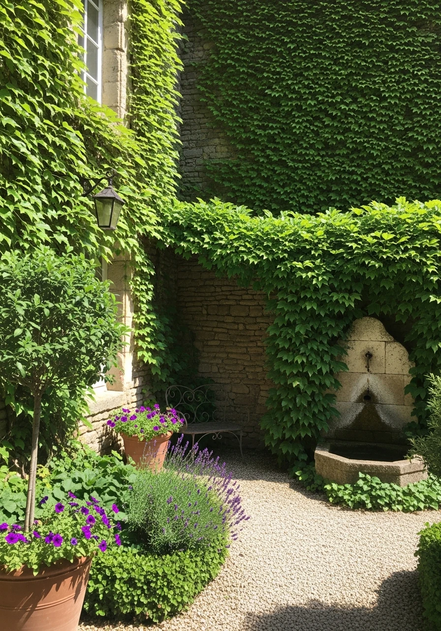 Ivy-Covered Stone Walls - French Courtyard Garden Ideas: Create Your Own Dream Escape