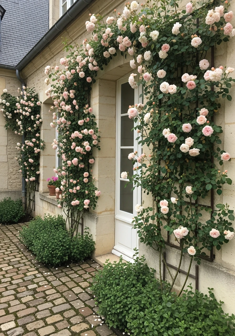 Climbing Roses on Walls - French Courtyard Garden Ideas: Create Your Own Dream Escape