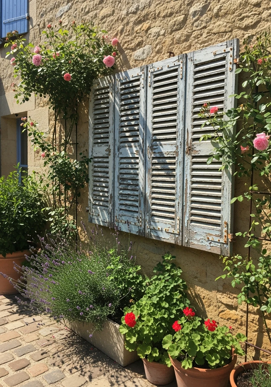Repurposed Wooden Shutters - French Courtyard Garden Ideas: Create Your Own Dream Escape