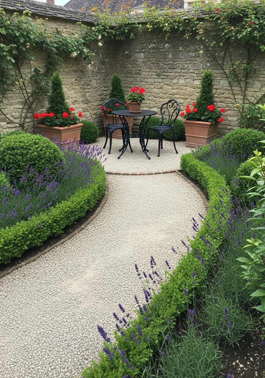 Gravel Path & Seating Nook - French Courtyard Garden Ideas: Create Your Own Dream Escape