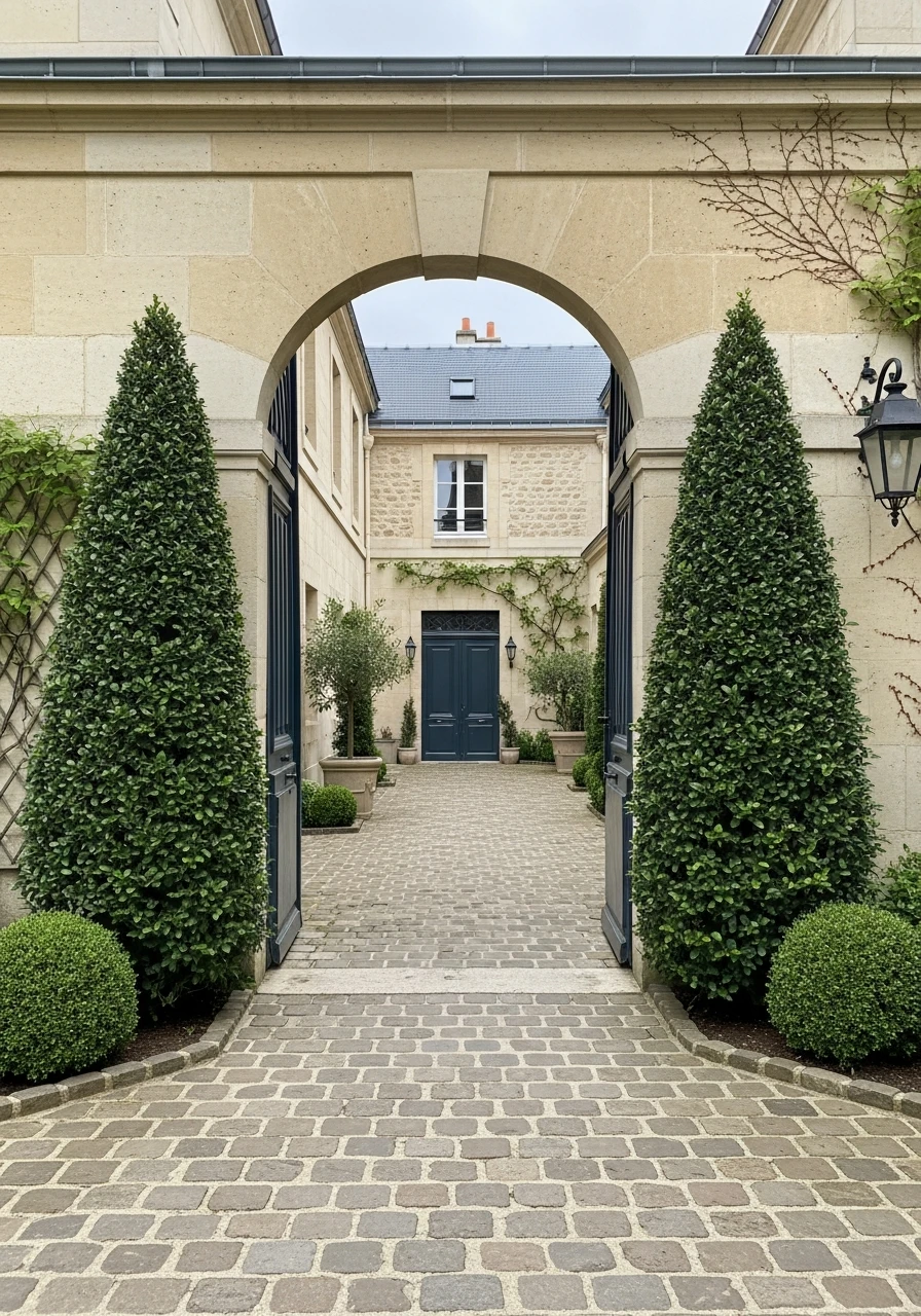 Arched Entryway Topiary - French Courtyard Garden Ideas: Create Your Own Dream Escape