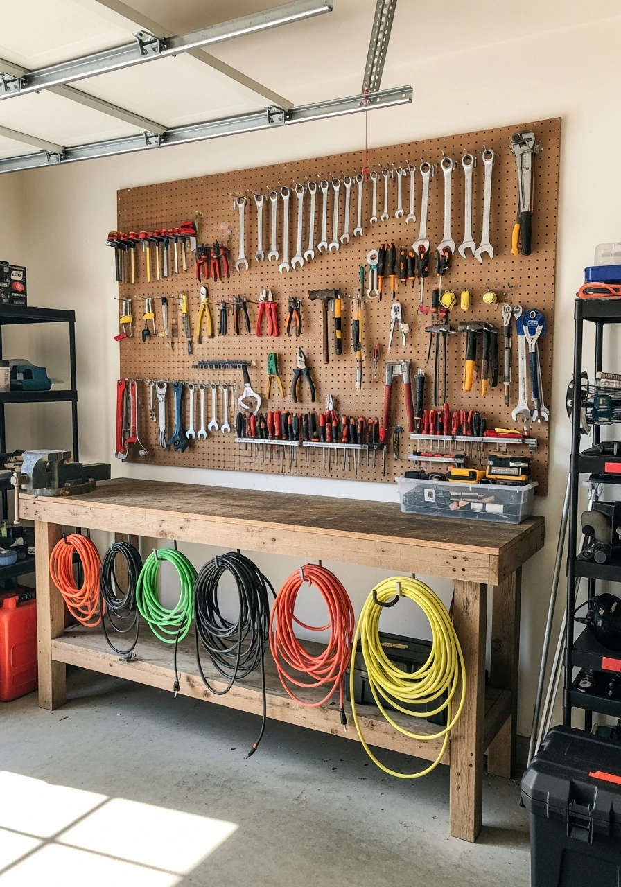 Full Pegboard Tool Wall - 50 Genius Garage Organization Ideas That Actually Work