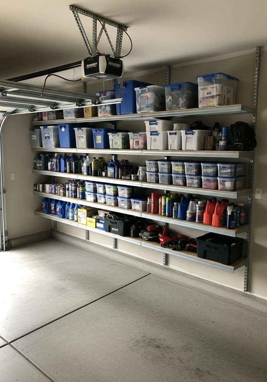 Wall-Mounted Shelving - 50 Genius Garage Organization Ideas That Actually Work