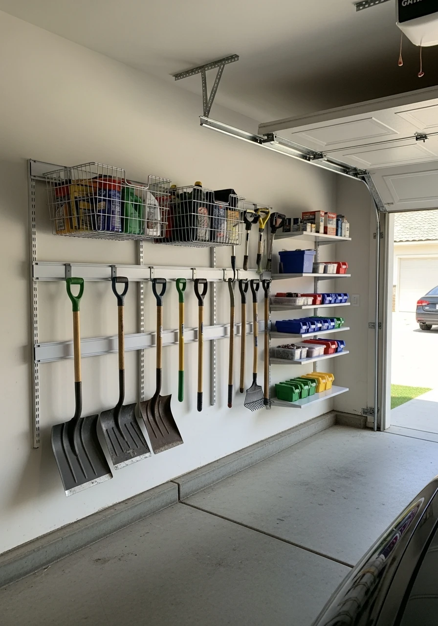 Adjustable Track Systems - 50 Genius Garage Organization Ideas That Actually Work