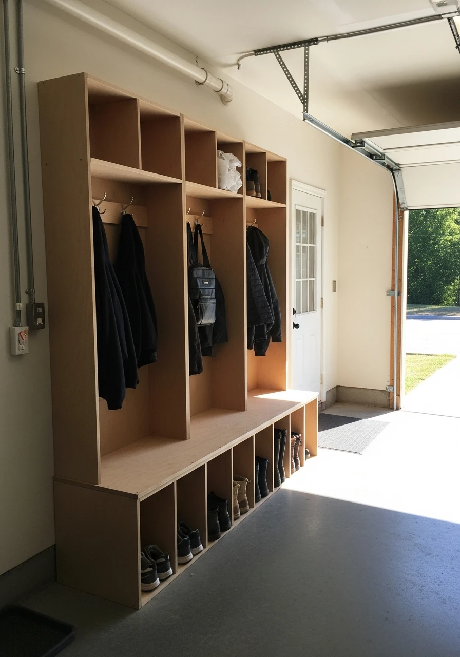 Mudroom-Style Entry Zone - 50 Genius Garage Organization Ideas That Actually Work