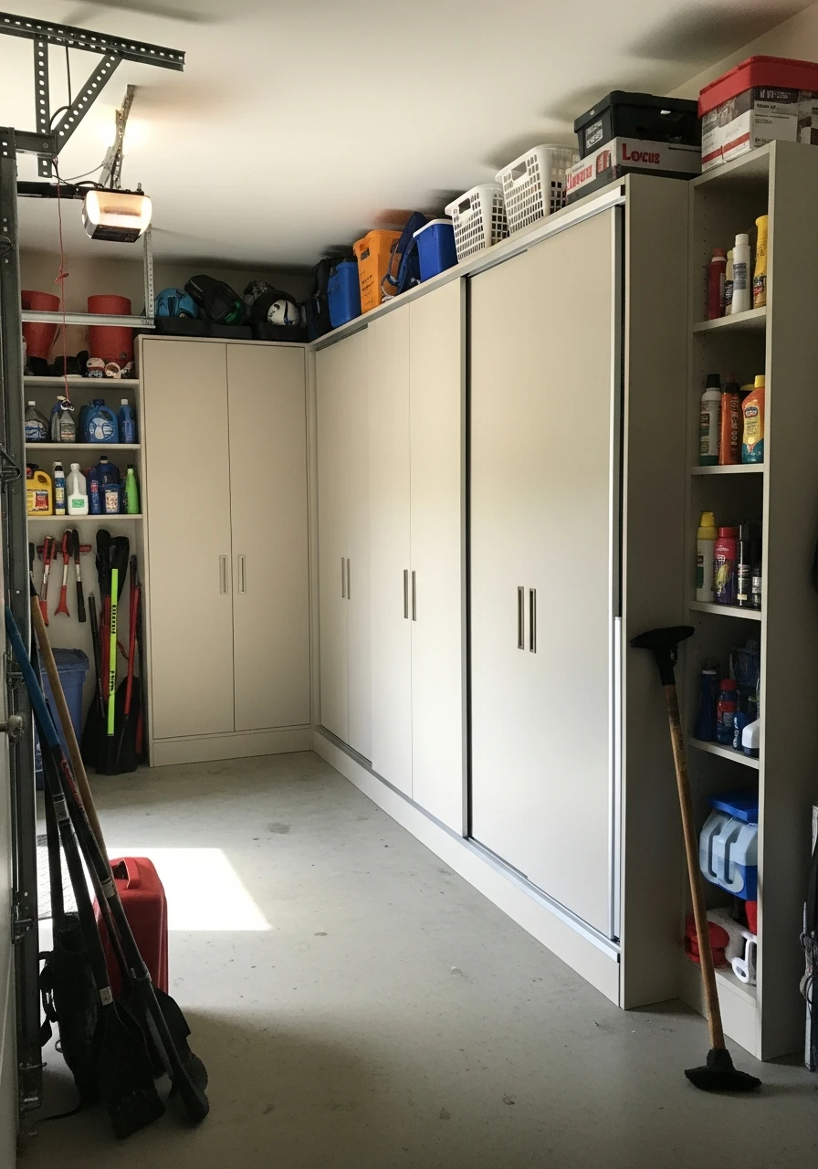 Sliding Storage Cabinets - 50 Genius Garage Organization Ideas That Actually Work