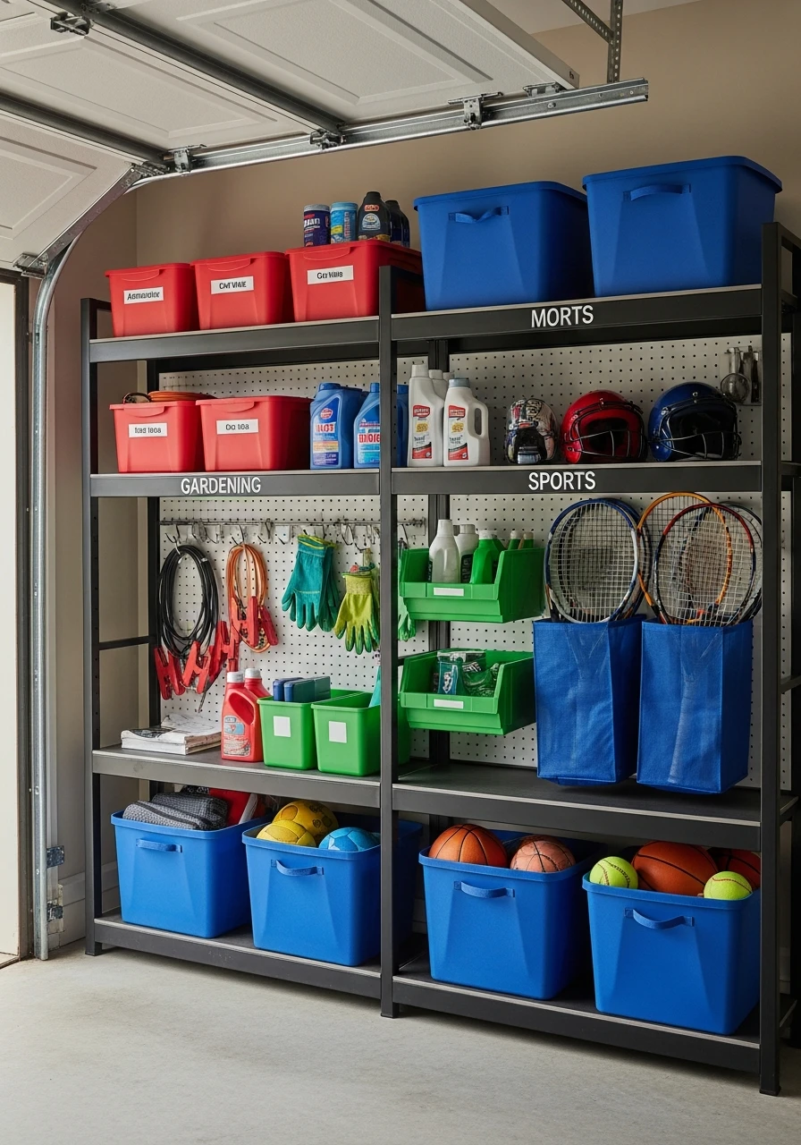 Color-Coded Storage - 50 Genius Garage Organization Ideas That Actually Work