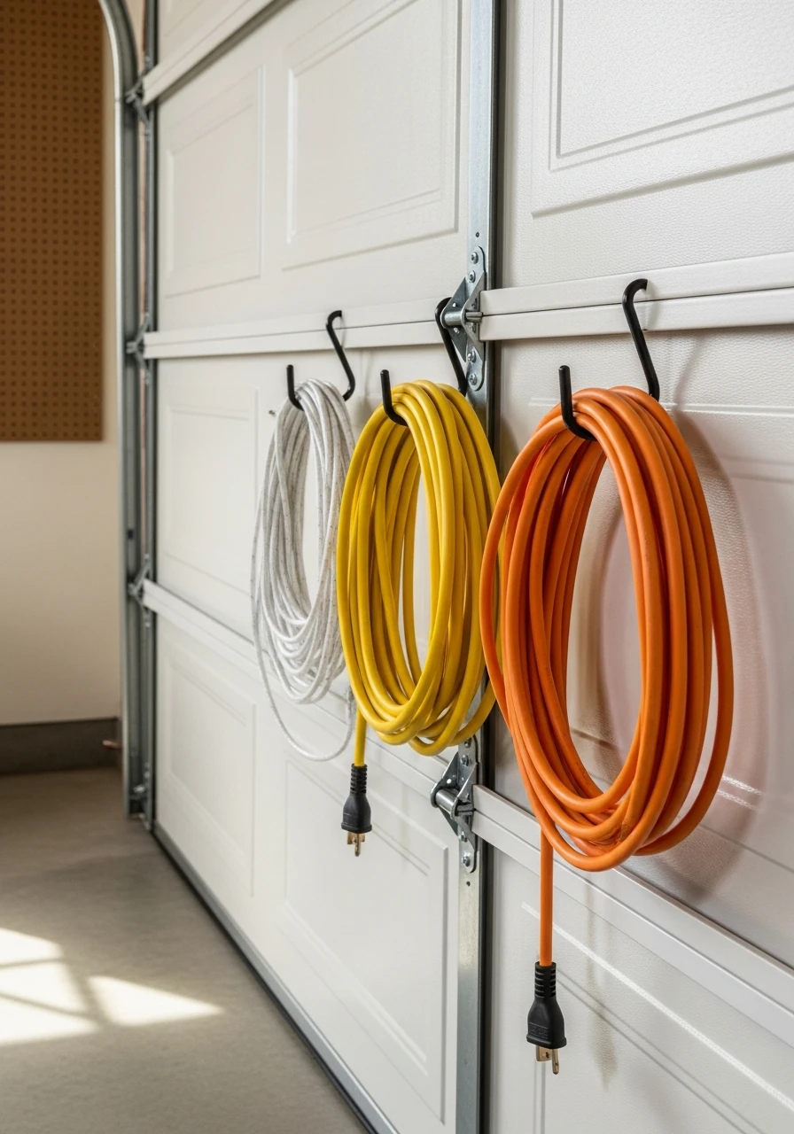 Hooks on Door Rails - 50 Genius Garage Organization Ideas That Actually Work