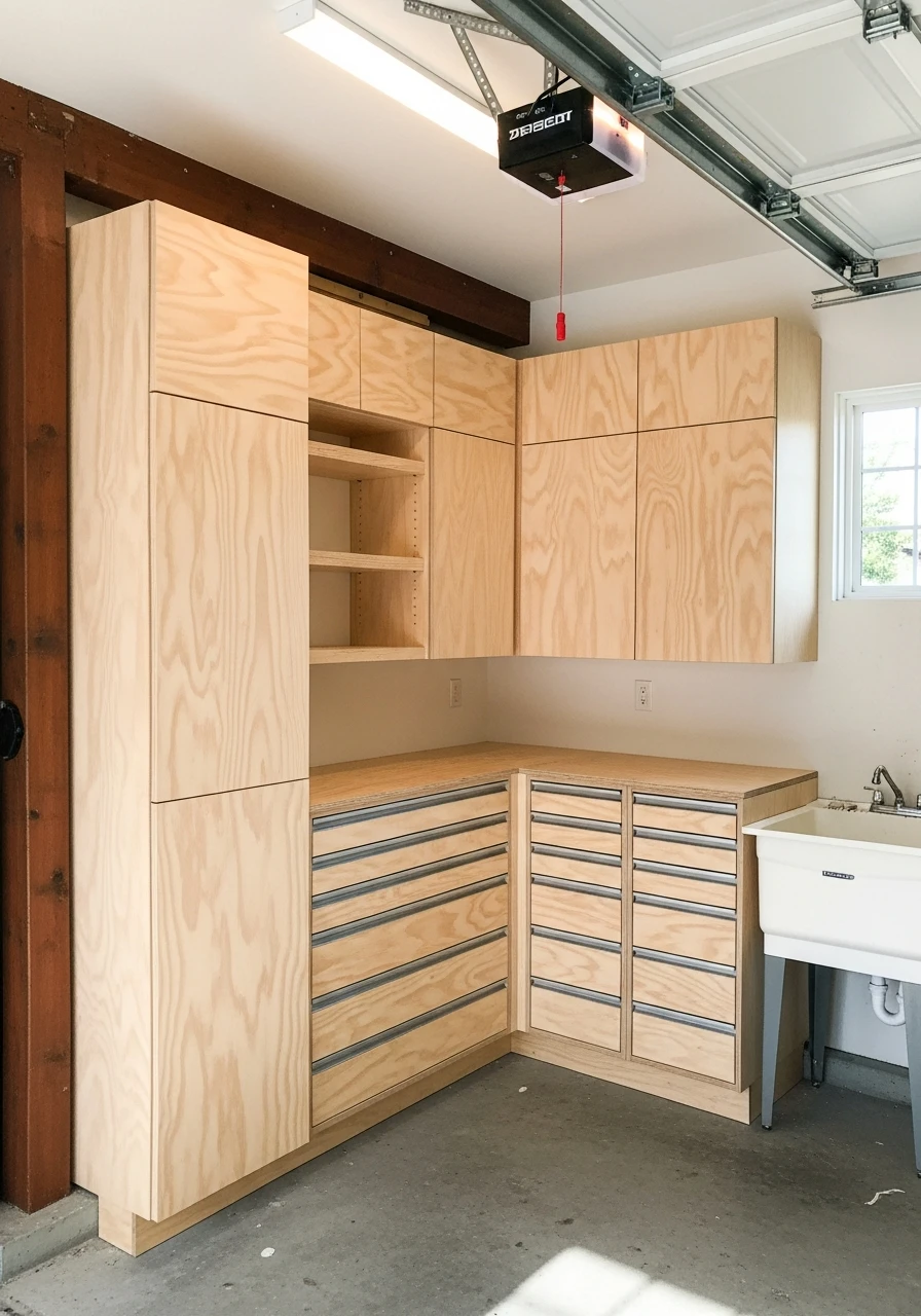 Custom DIY Cabinets - 50 Genius Garage Organization Ideas That Actually Work