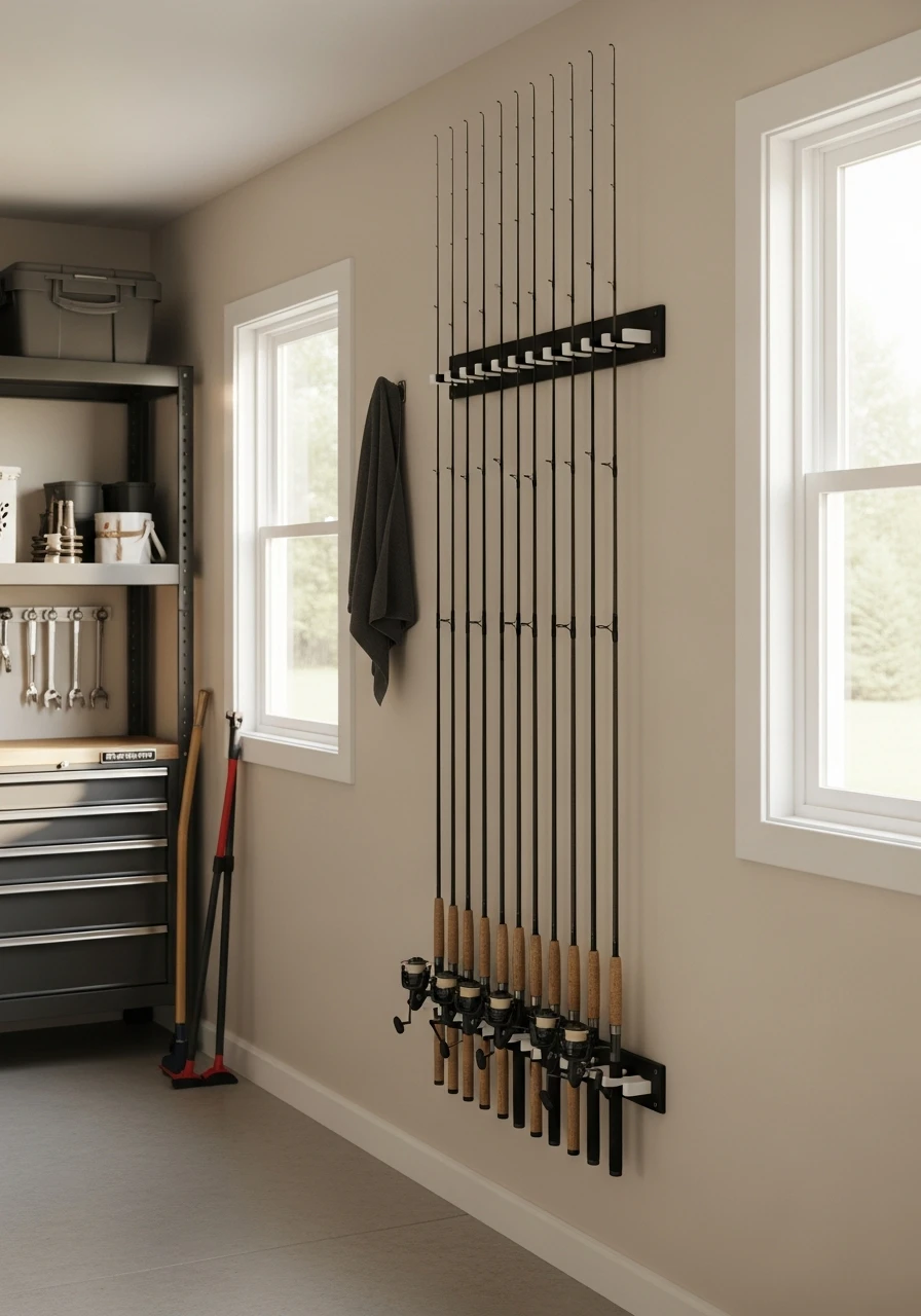 Hanging Fishing Rod Racks - 50 Genius Garage Organization Ideas That Actually Work
