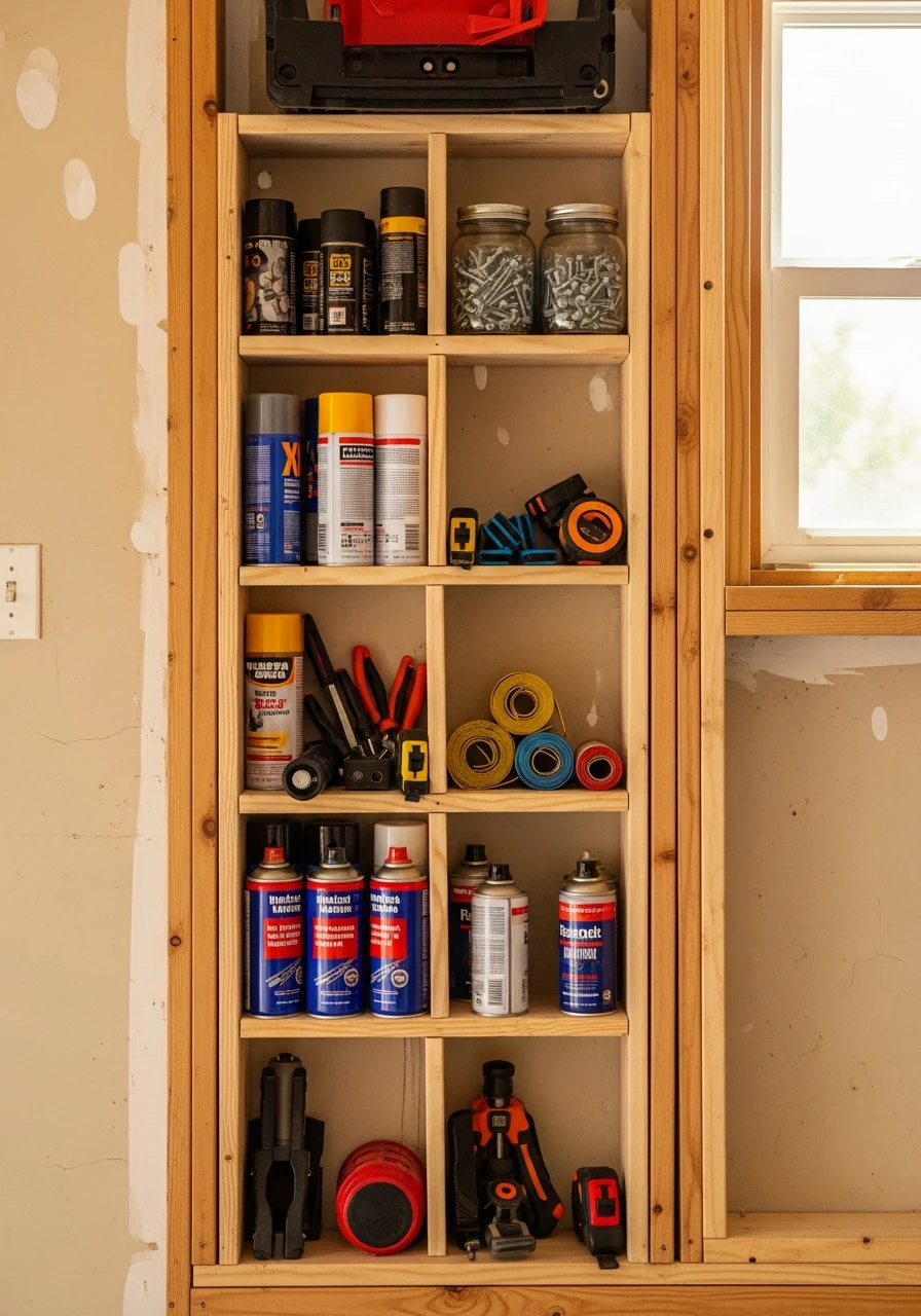 In-Wall Stud Storage - 50 Genius Garage Organization Ideas That Actually Work