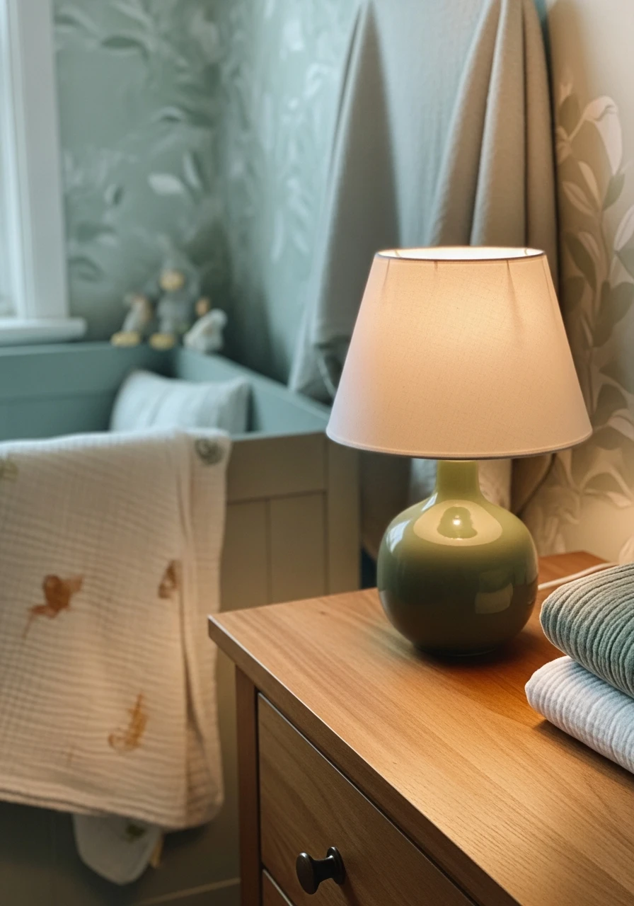 Small Green Table Lamp - 35 Budget-Friendly Ideas for the Perfect Green Nursery