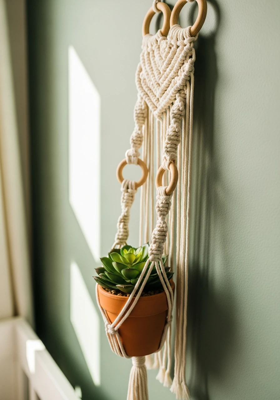 Boho Macrame Hanger - 35 Budget-Friendly Ideas for the Perfect Green Nursery