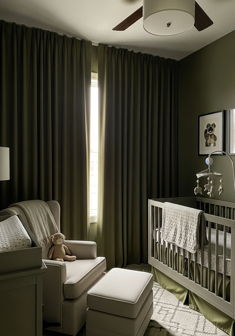 Olive Green Blackout Curtains - 35 Budget-Friendly Ideas for the Perfect Green Nursery