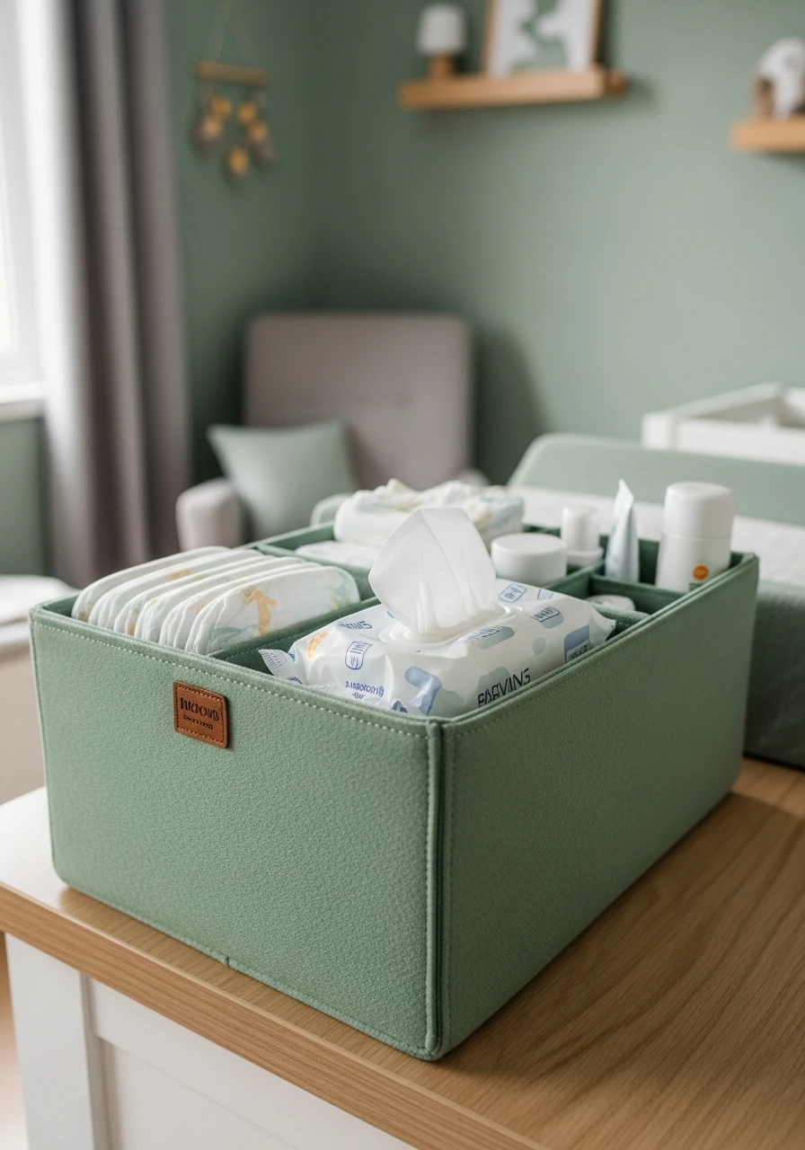 Green Diaper Caddy - 35 Budget-Friendly Ideas for the Perfect Green Nursery