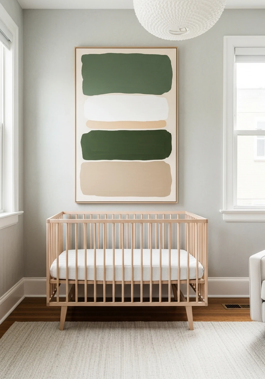 Abstract Green Canvas - 35 Budget-Friendly Ideas for the Perfect Green Nursery