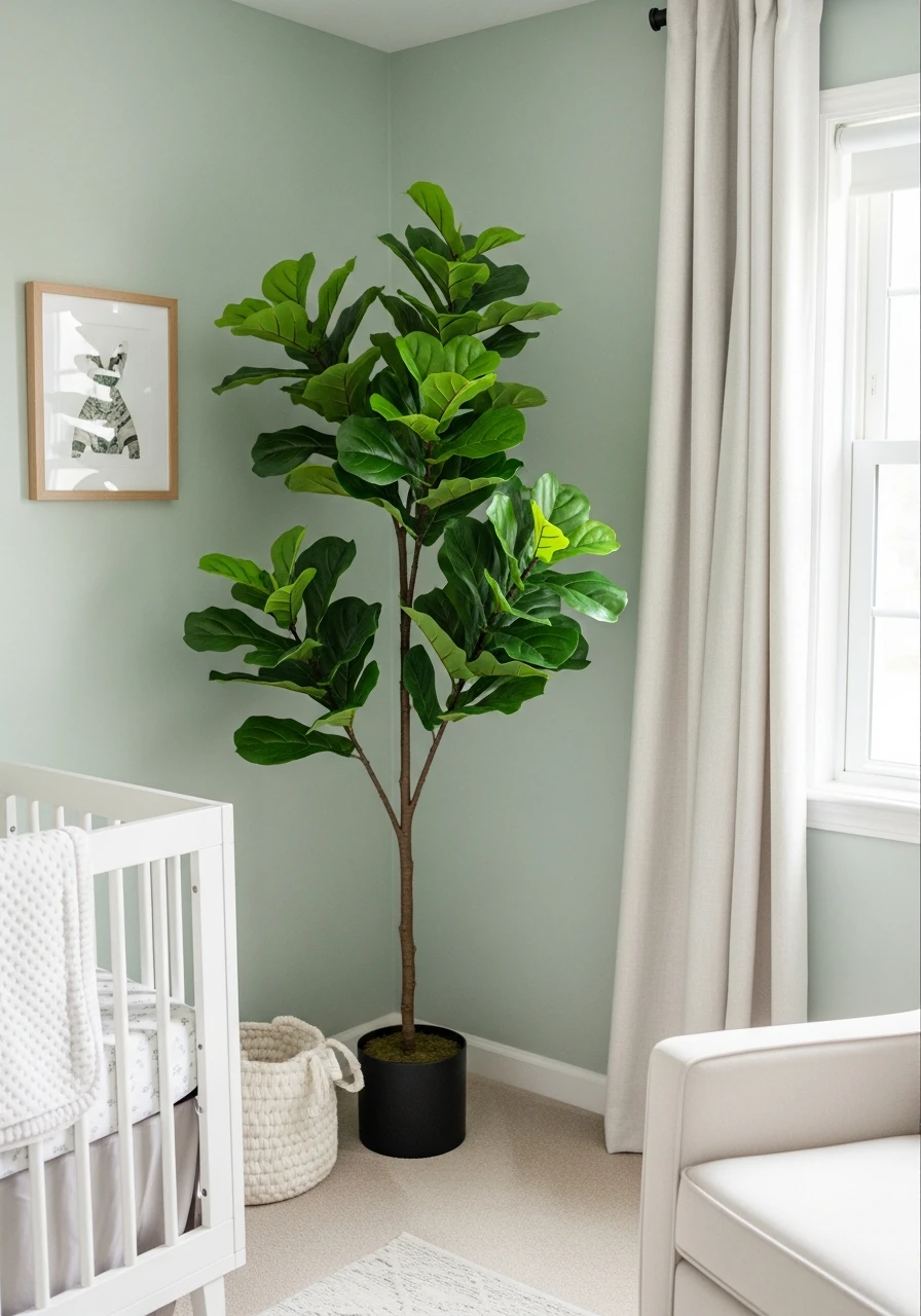 Faux Fiddle Leaf Fig - 35 Budget-Friendly Ideas for the Perfect Green Nursery