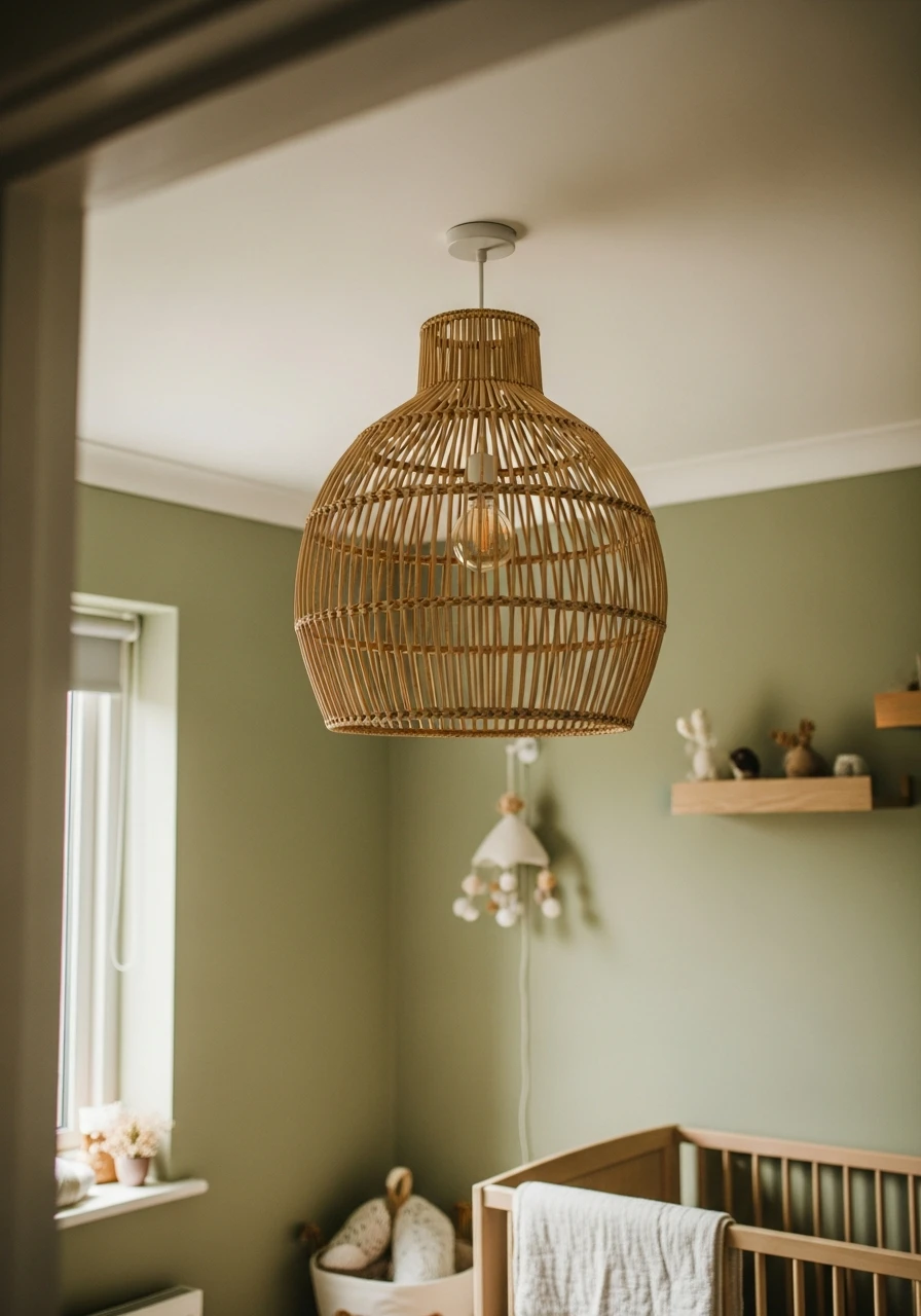 Woven Pendant Light - 35 Budget-Friendly Ideas for the Perfect Green Nursery
