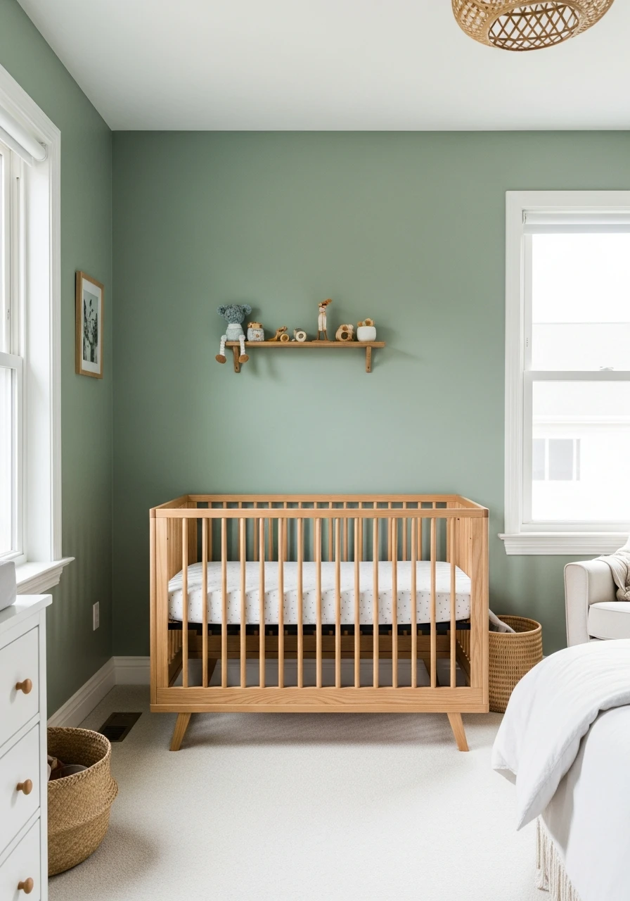 Natural Wood Crib - 35 Budget-Friendly Ideas for the Perfect Green Nursery