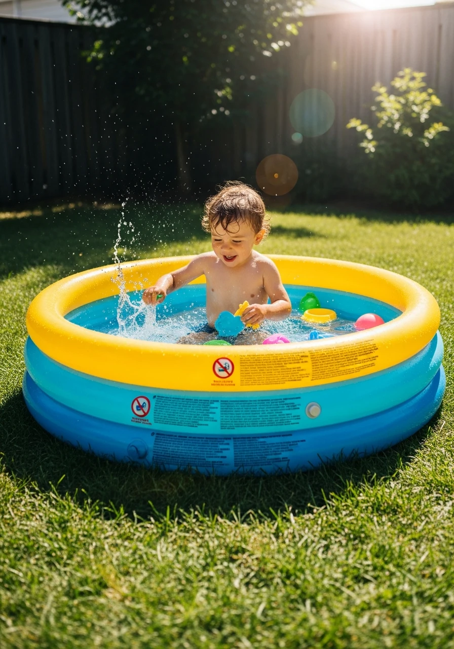 Small Inflatable Pool - 35 Budget-Friendly Kids Backyard Ideas for Summer Fun