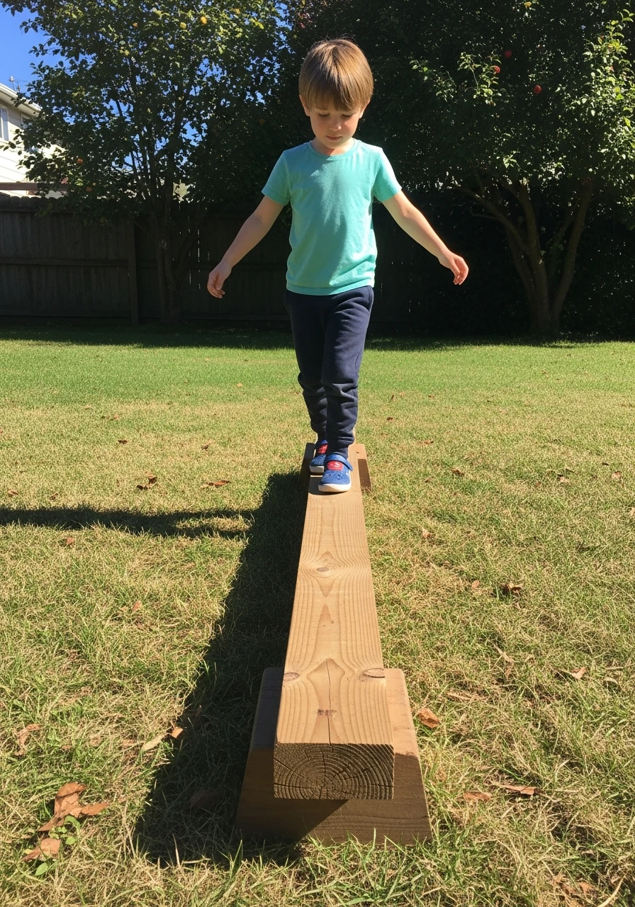 Simple Balance Beam - 35 Budget-Friendly Kids Backyard Ideas for Summer Fun