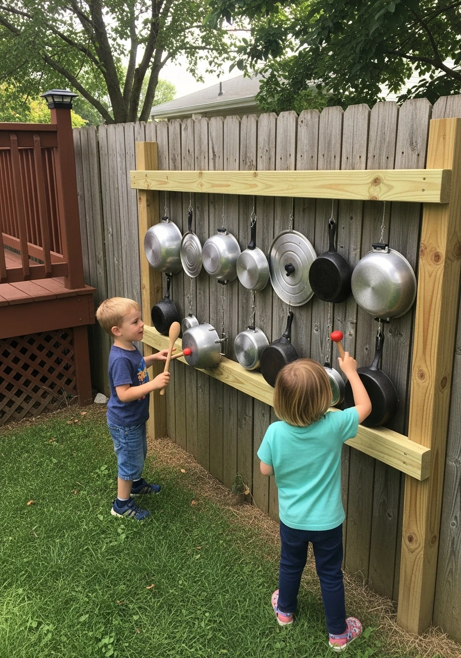 Outdoor Music Station - 35 Budget-Friendly Kids Backyard Ideas for Summer Fun