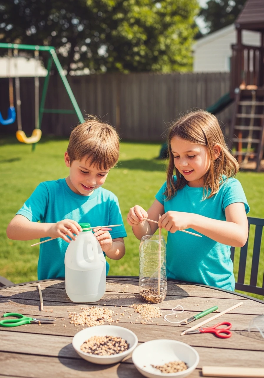 DIY Bird Feeder Project - 35 Budget-Friendly Kids Backyard Ideas for Summer Fun