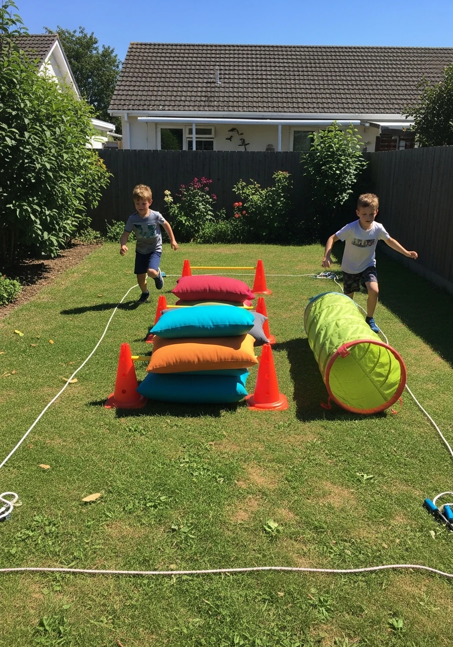 Temporary Obstacle Course - 35 Budget-Friendly Kids Backyard Ideas for Summer Fun