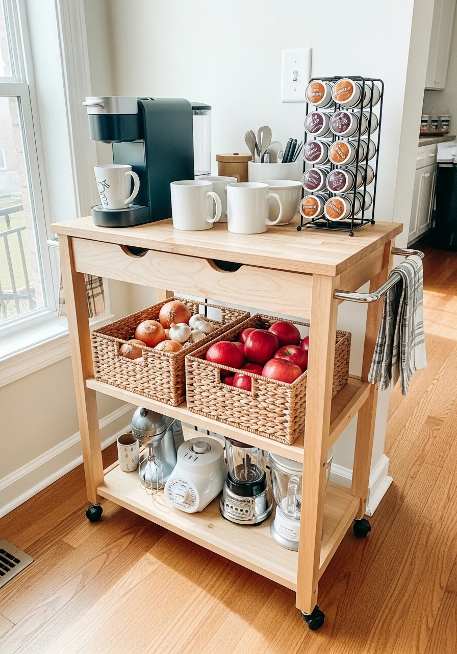 Rolling Kitchen Utility Cart - 50 Smart Kitchen Organization Ideas That Look High-End