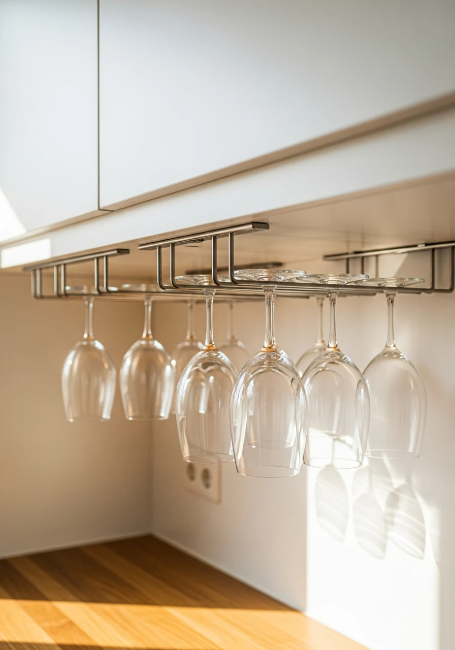 Under-Shelf Glassware - 50 Smart Kitchen Organization Ideas That Look High-End