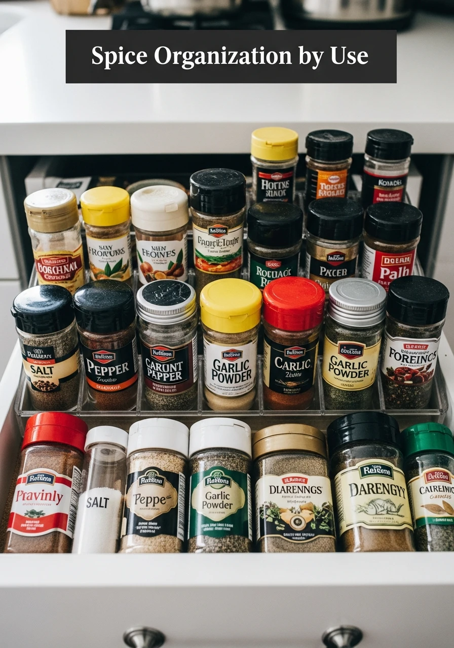 Spice Organization by Use - 50 Smart Kitchen Organization Ideas That Look High-End