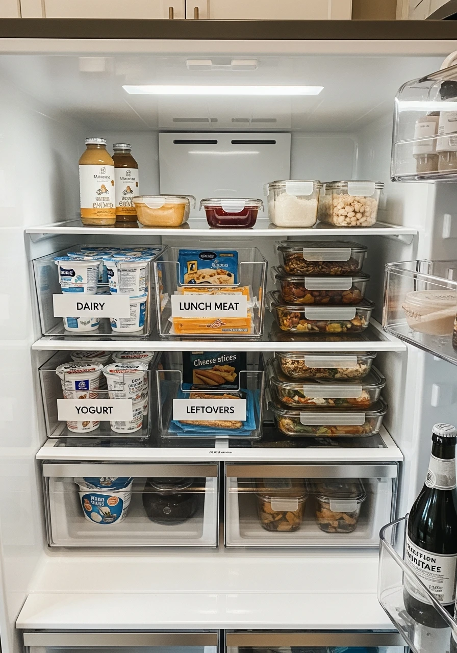 Clear Fridge Bins - 50 Smart Kitchen Organization Ideas That Look High-End