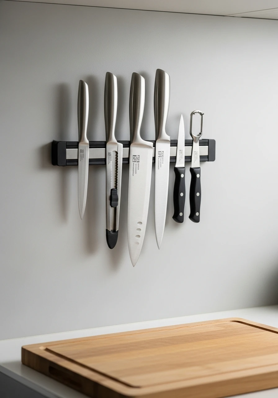 Magnetic Knife Strip - 50 Smart Kitchen Organization Ideas That Look High-End