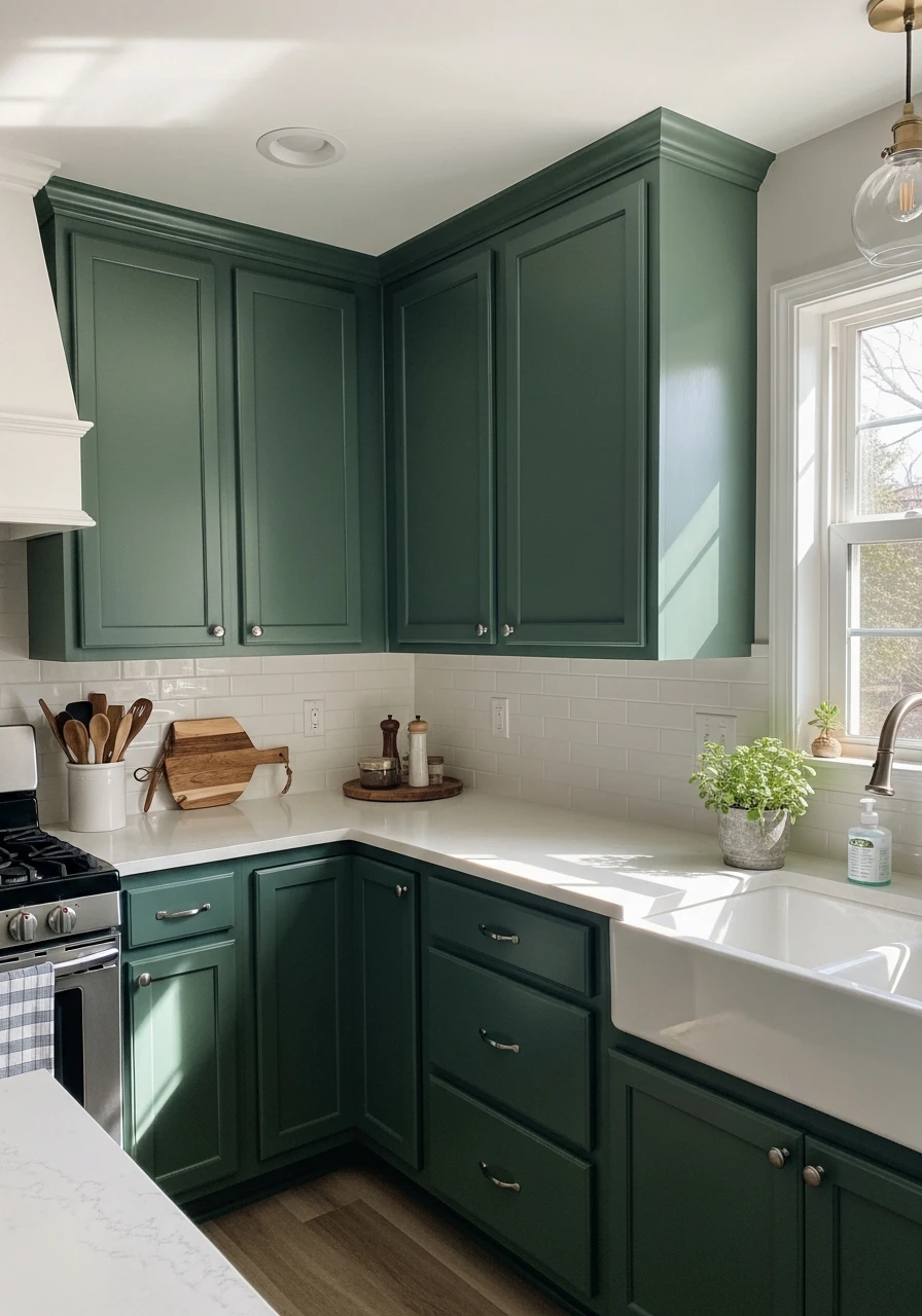 Forest Green Natural Statement - 45 Kitchen Paint Colors for a High-End Look on a Budget