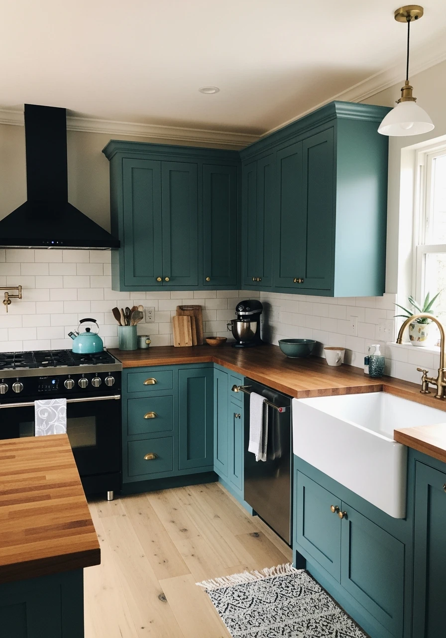 Teal Complex Blue-Green Depth - 45 Kitchen Paint Colors for a High-End Look on a Budget