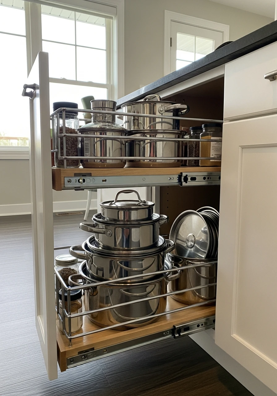 Pull-Out Base Cabinets - 50 Genius Kitchen Storage Ideas That Look High-End (On a Budget!)