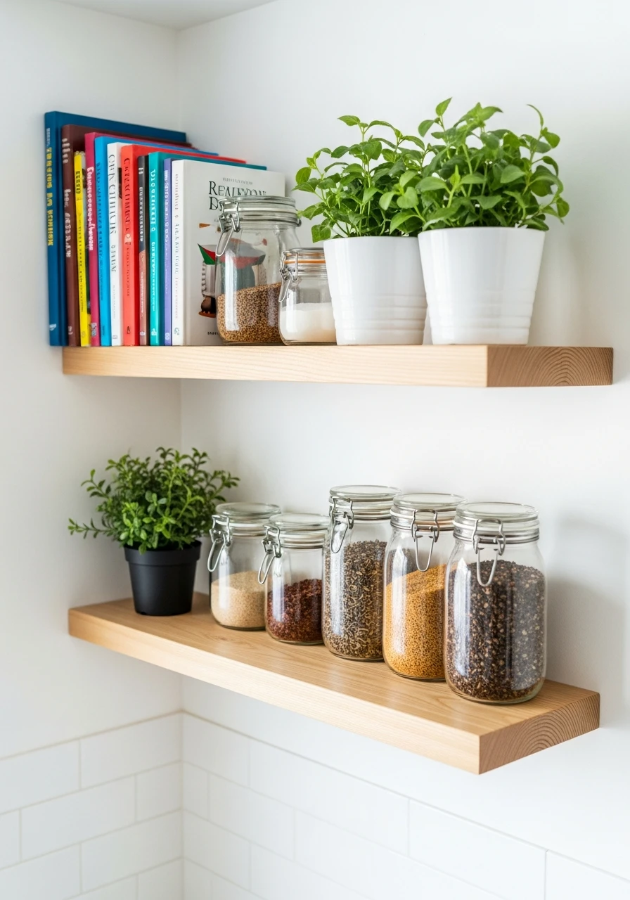 Install Floating Wall Shelves - 50 Genius Kitchen Storage Ideas That Look High-End (On a Budget!)