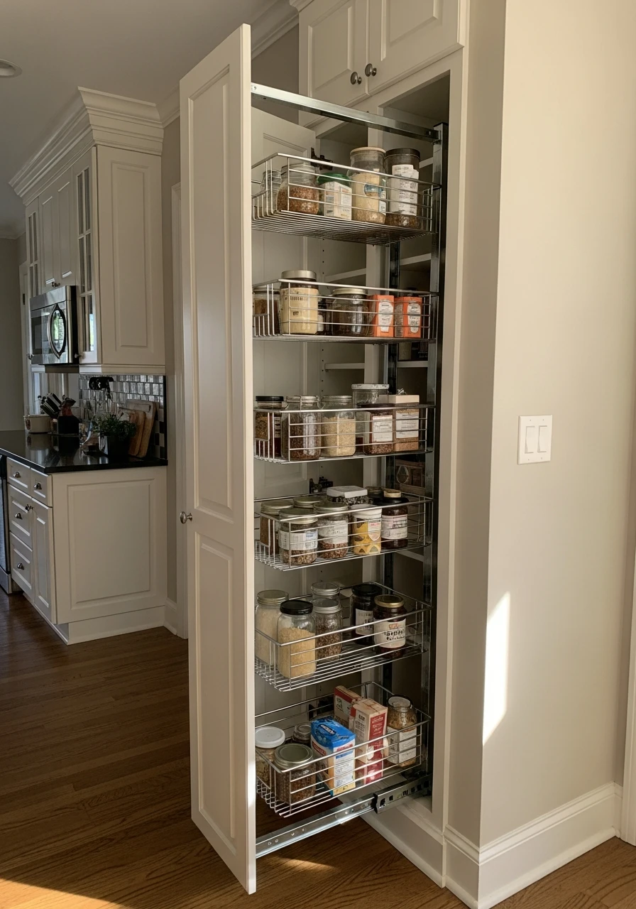Pull-Out Pantry Shelving - 50 Genius Kitchen Storage Ideas That Look High-End (On a Budget!)