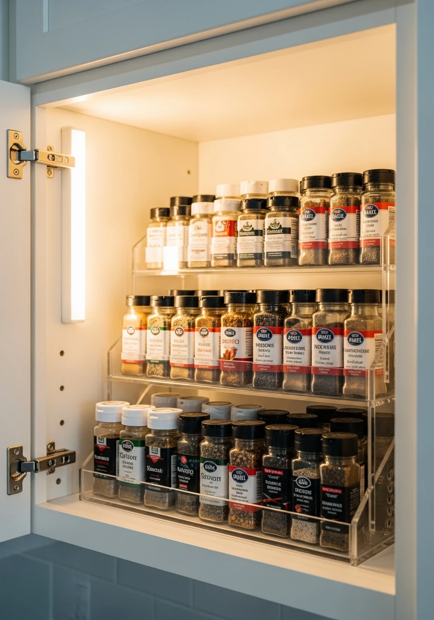 Tiered Spice Shelf - 50 Genius Kitchen Storage Ideas That Look High-End (On a Budget!)