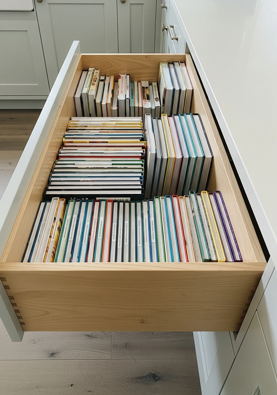 Cookbook Storage Drawer - 50 Genius Kitchen Storage Ideas That Look High-End (On a Budget!)