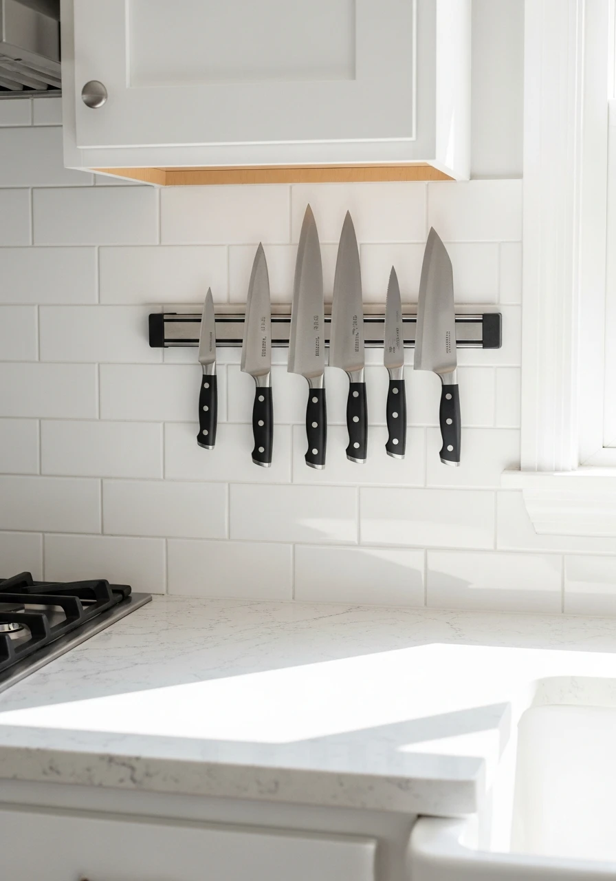 Magnetic Knife Strip - 50 Genius Kitchen Storage Ideas That Look High-End (On a Budget!)