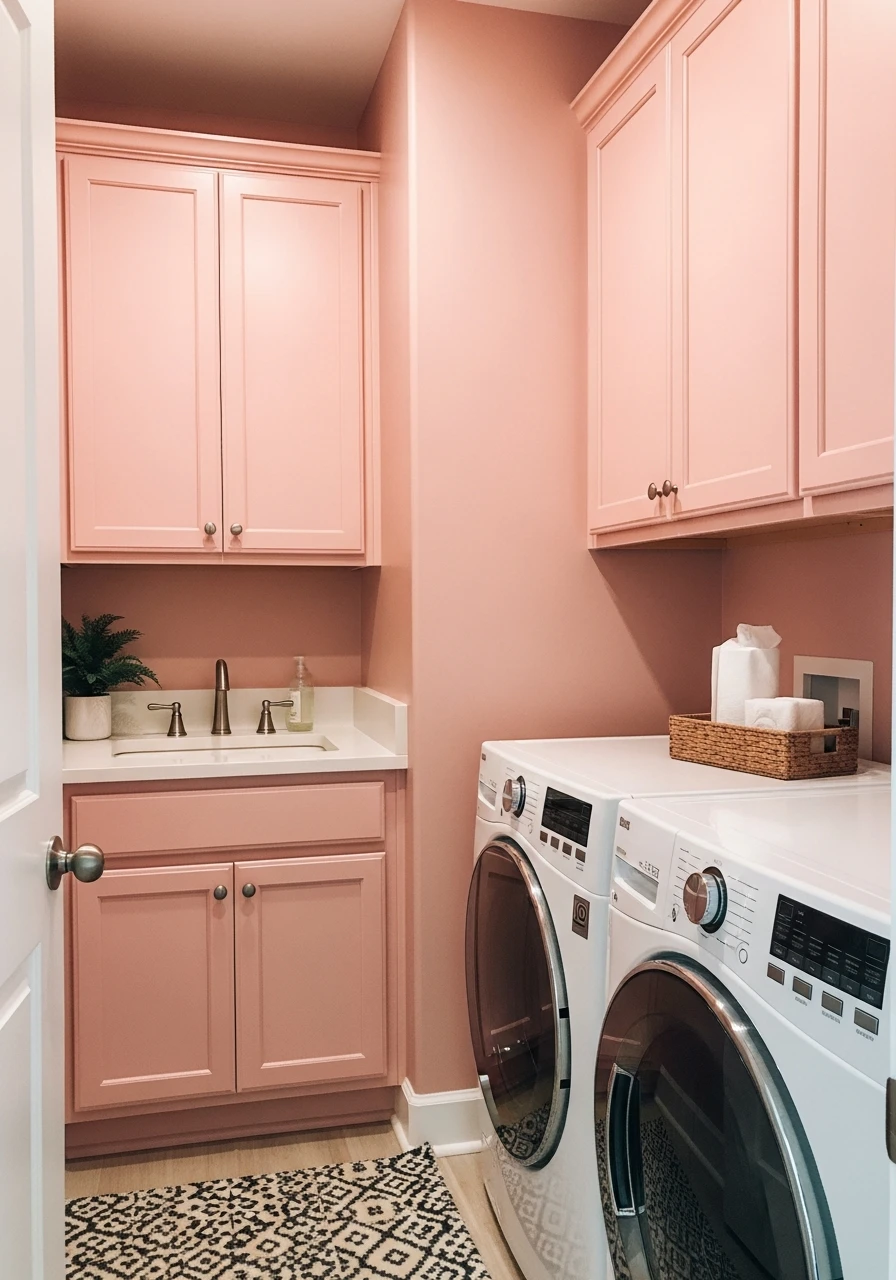 Rose Pink Playful Warmth - The Best Laundry Room Paint Colors for a High-End Look (On a Budget!)