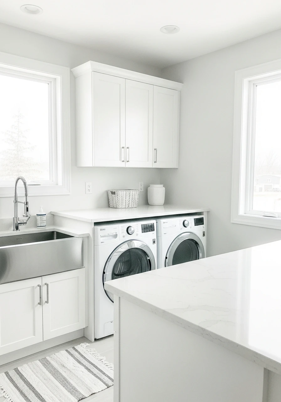 Crisp Cool White Simplicity - The Best Laundry Room Paint Colors for a High-End Look (On a Budget!)