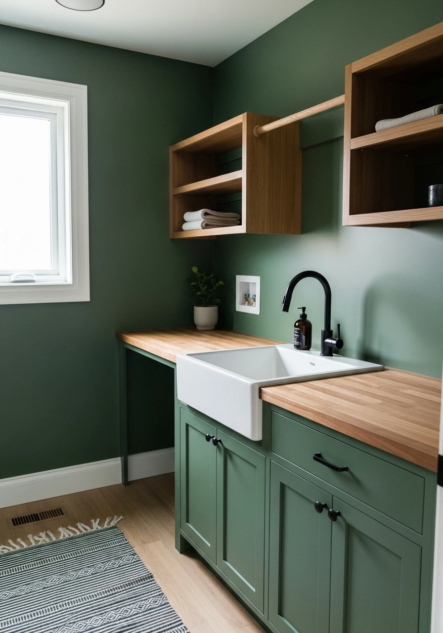 Deep Forest Green Bold - The Best Laundry Room Paint Colors for a High-End Look (On a Budget!)
