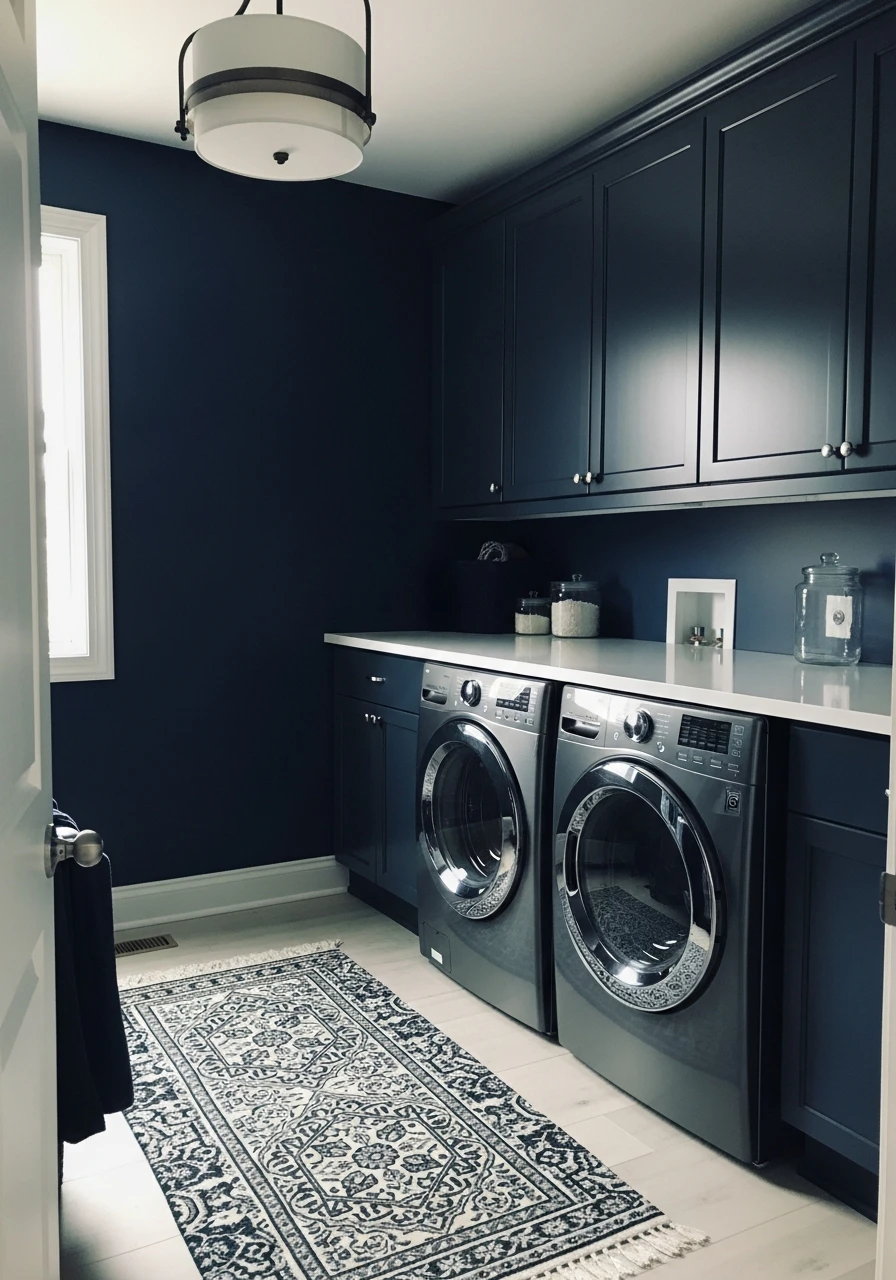 Midnight Blue Moody Depth - The Best Laundry Room Paint Colors for a High-End Look (On a Budget!)