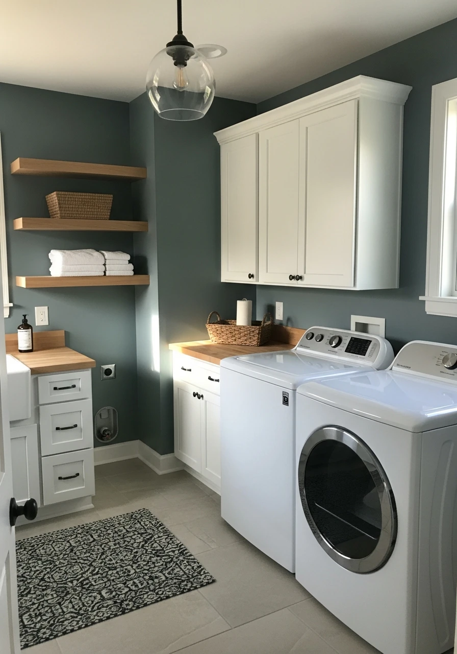 Dusty Teal Classic Versatility - The Best Laundry Room Paint Colors for a High-End Look (On a Budget!)